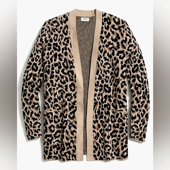 J. Crew Factory Leopard Print Open Front Cardigan Sweater - Picture 3 of 13